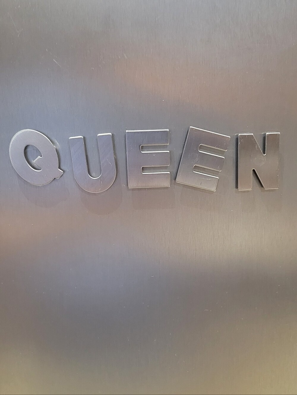 QUEEN Brushed Stainless Steel Letters Magnetic Letters 1.5 by 1.25 inches - Picture 1 of 8